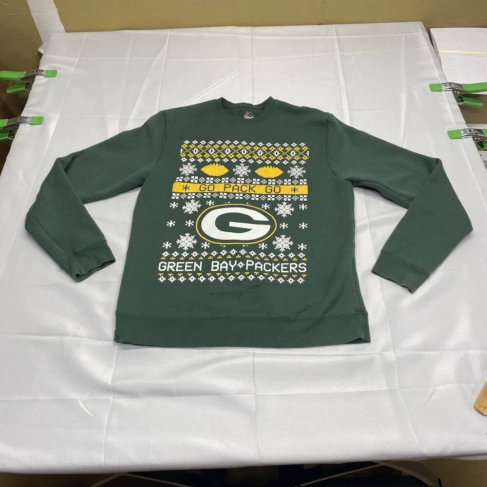 Green Bay Packers Majestic Sweater Size Small Green Ugly Christmas